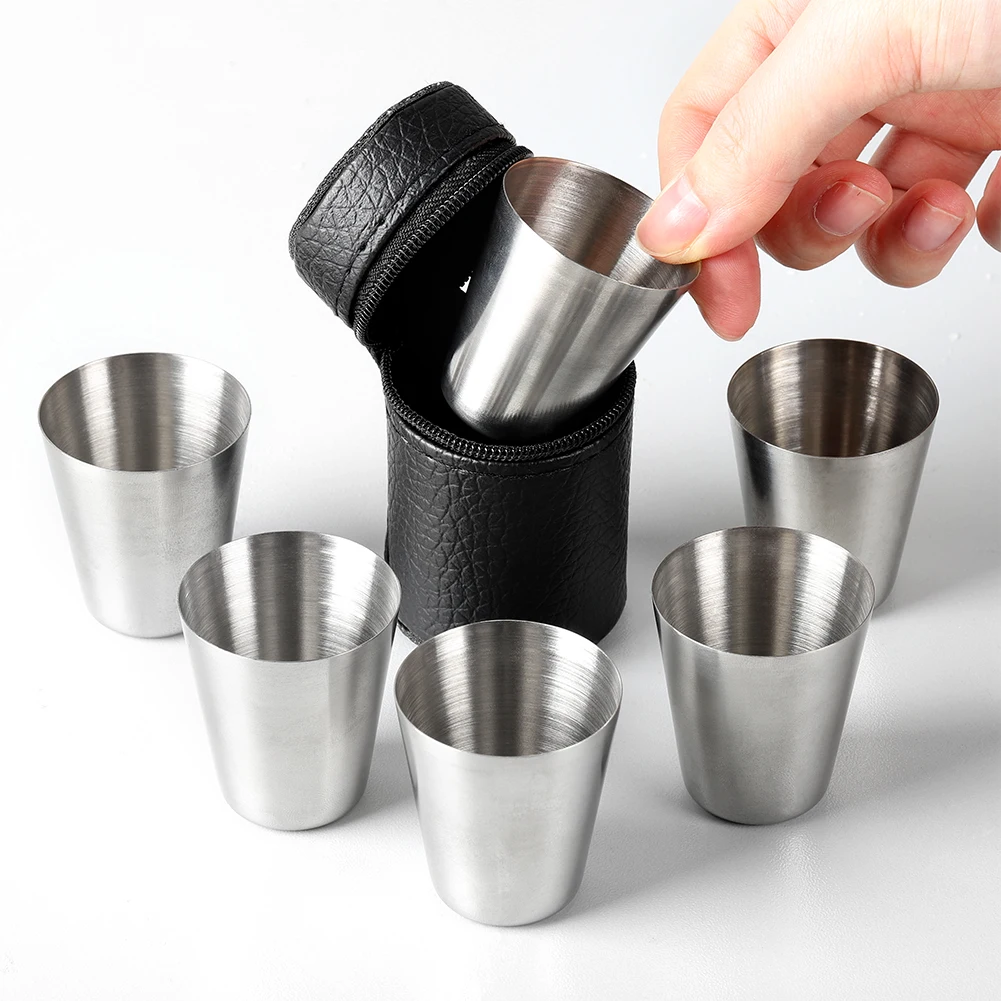 Custom Metal Mini 2oz Beer Drinking Cup Stainless Steel Portable Wine Shot Glass Cocktail Mug