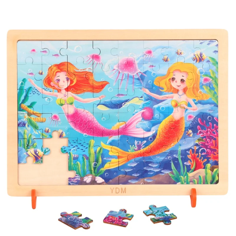 
Детский деревянный пазл-головоломка, 3d пазл с подставкой, рождественские игрушки, 48 шт. 