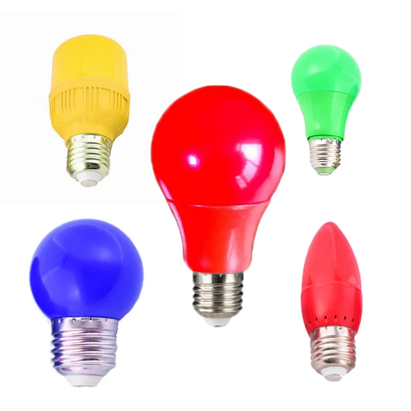 
LED Home Energy Saving Lamp E27 Screw Seven Color Small Bulb 1W3W7W Red Yellow Blue and Green Lantern Lamp 