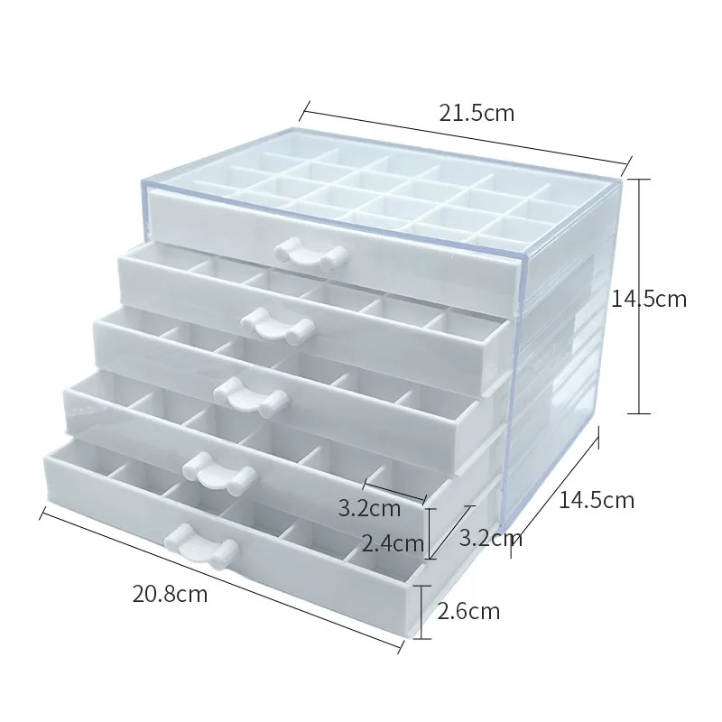 Nail Tool Jewelry Storage Box 120 Grid Acrylic 5-layer Drawer Detachable Other Cosmetics