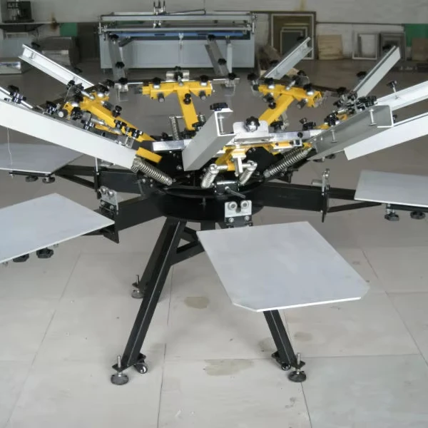 Factory production micro registration manual multicolor t shirts cloth screen printing machine series with rotary table