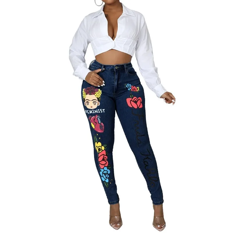 Custom Street Trend Fashion Skinny Worn Out Little Pants Lettered Jeans Women Zipped Button Denim Shorts