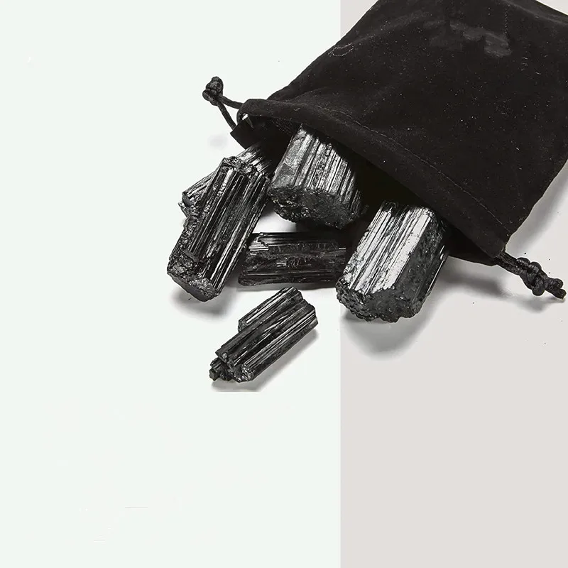 Black Tourmaline Bundle with Calming Purification Energy Turmalina Negra Schorl Reiki Healing Crystal for Protection Security