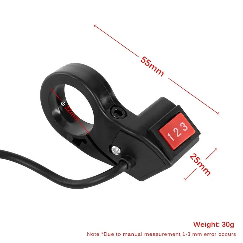 Electric Bicycle Three Speed Rocker Switch 3 Gears Rubber E-bike Scooter Handlebar Scooter Motorcycle Switch