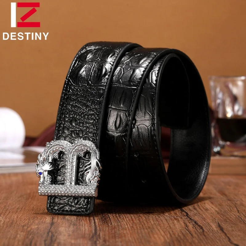 Fashion Rhinestone Buckle Factory Wholesale  Luxury Brand Famous Designer B Men Leather Belt