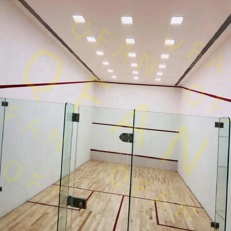 Qfan Doubles/hardball squash court with four vertical walls glass