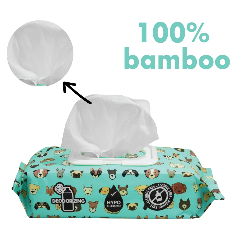 100% Biodegradable Bamboo Pet Wet Wipe for Dog Cat with Alcohol FREE