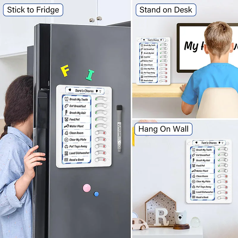 Custom Planning Board Erasable Chore Chart Magnetic Dry Erase Board Kids Chore Board With Slide