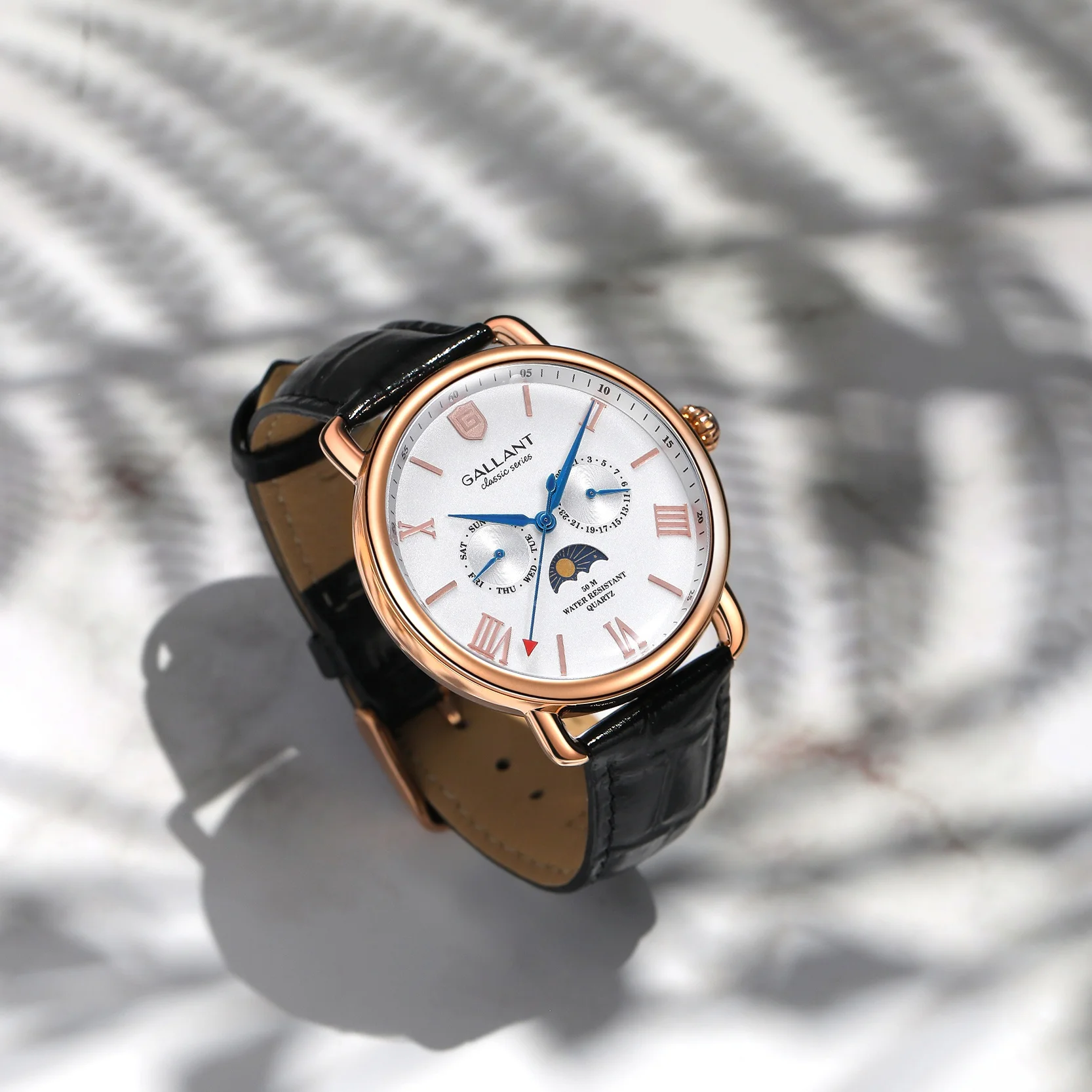 new moon phase watch 5 atm water resistant japan movt custom logo watches men