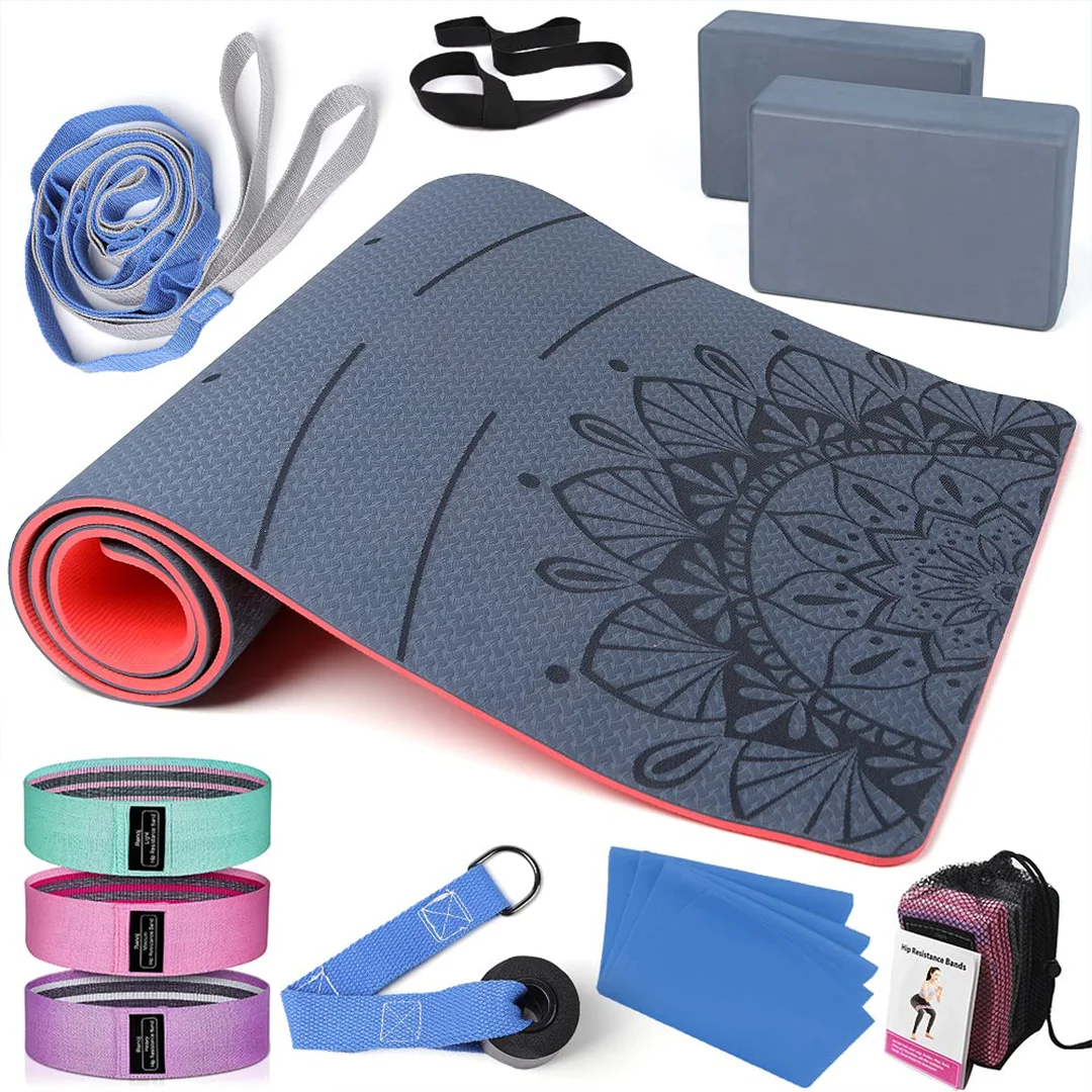 Customized High Quality Durable printed TPE Yoga Mat Anti-slip durable factory made  yoga exercise camping mat