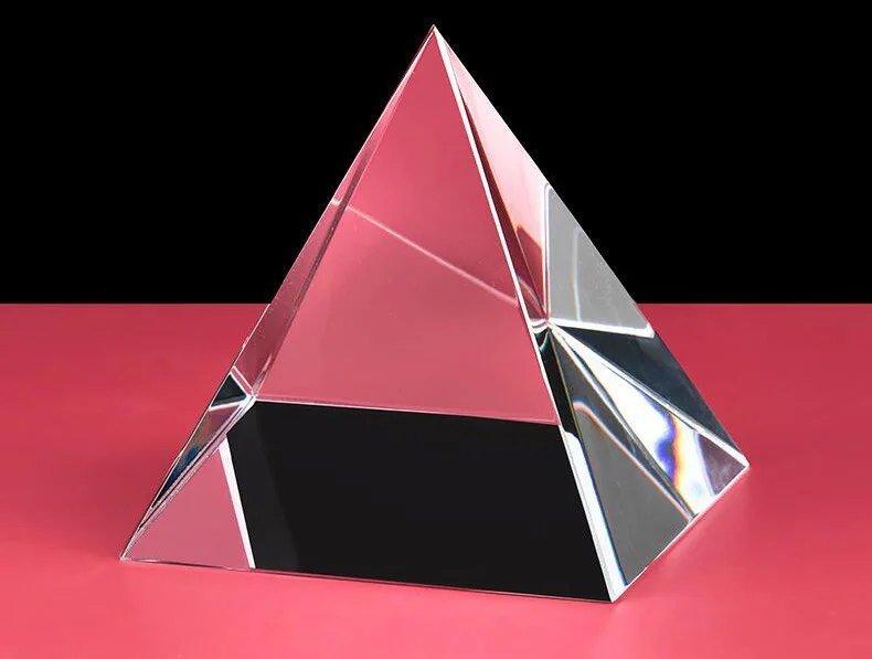 Custom K9 Crystal Pyramid Paperweight 40mm 50mm 60mm Clear Glass Pyramid Paper weight Custom Logo Desktop Ornament