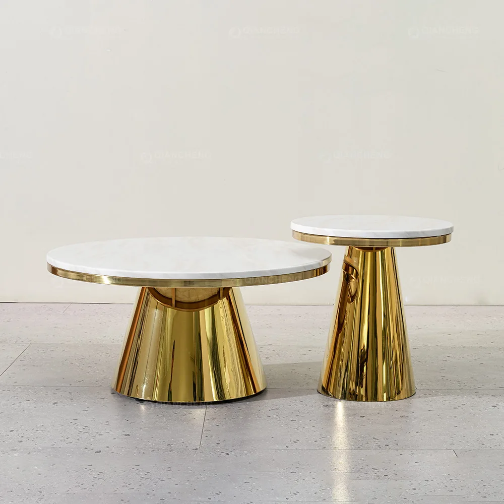 QIANCHENG metal legs for coffee table guangzhou manufacturer wholesale price living room furniture round nesting coffee table