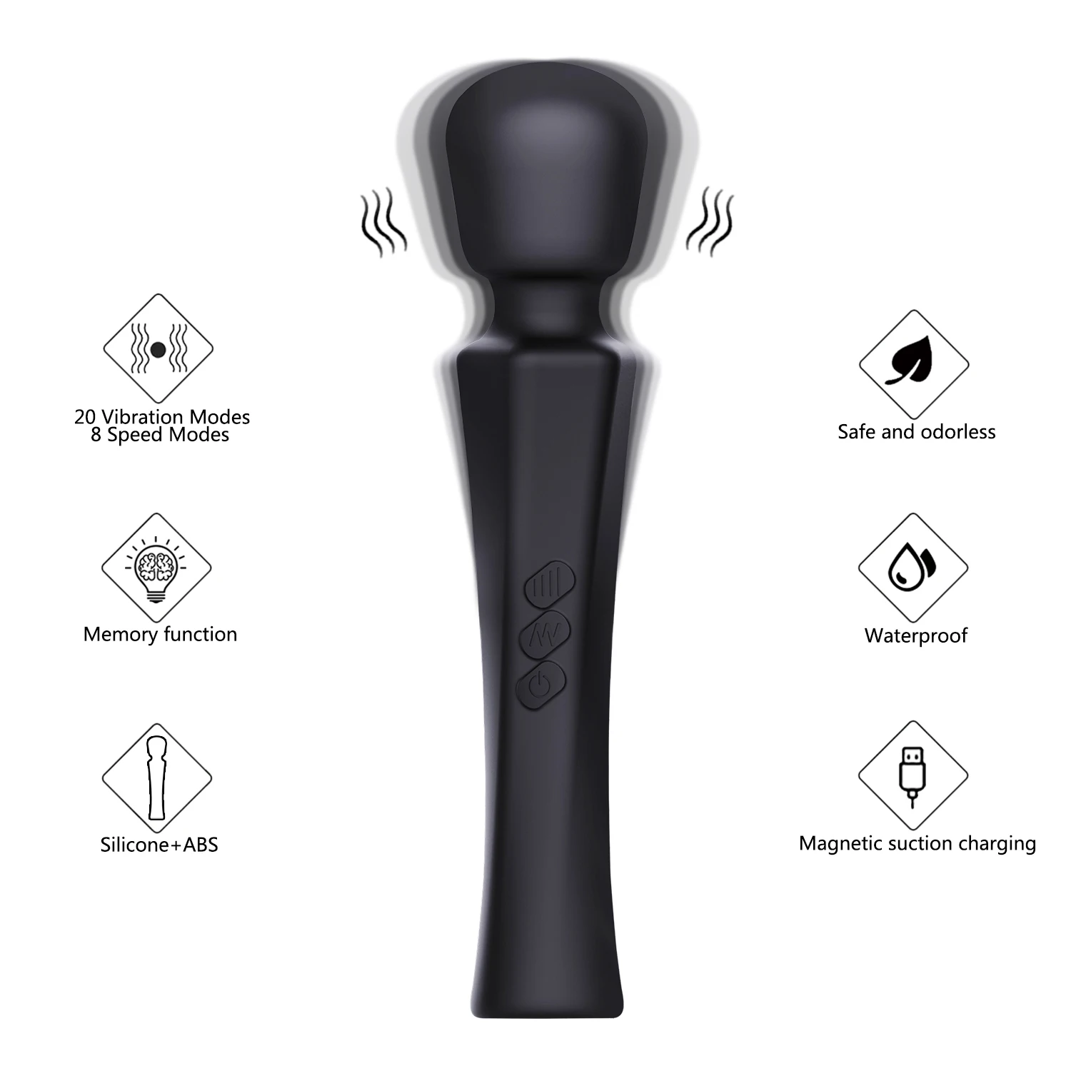 WINYI Health Personal Care 20 Vibration Modes 8 Speeds Massager Portable Hand Wand Massager Wireless Pulse Massager