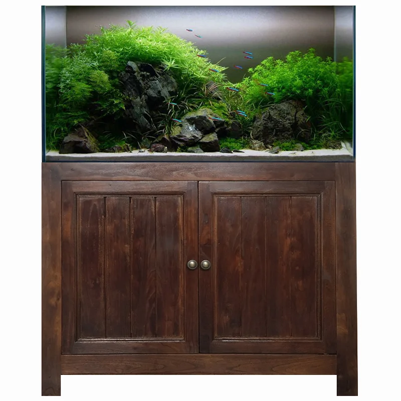 
Ecological antique color grass coral fish tank base bottom frame wooden storage shoe solid wood fish tank aquarium cabinet 