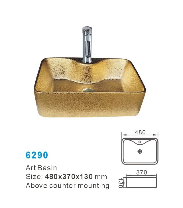 Luxury Style Art Basin Royal Style Sanitary Ware Ceramic Basin Modern Design Gold Basin Sink Decorate Bathroom