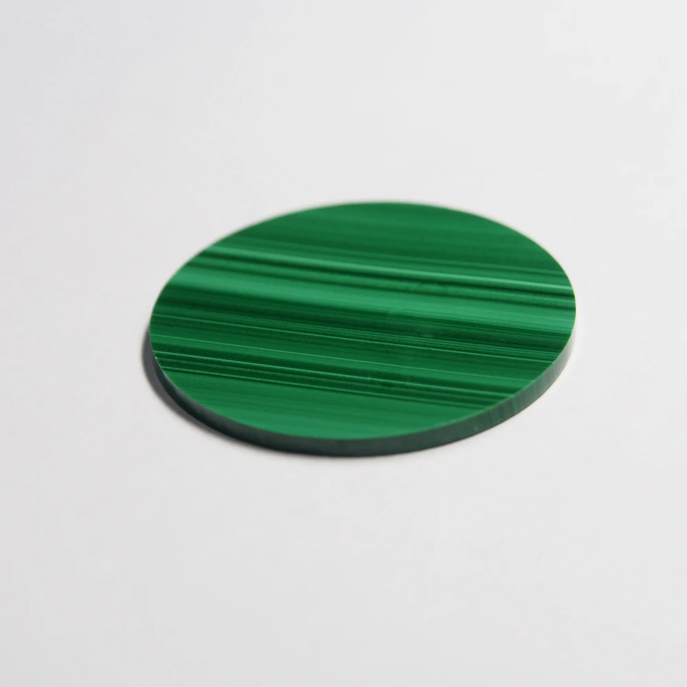 Natural Green Round  gemstone loose machine double flat coins  green malachite price for  art decoration