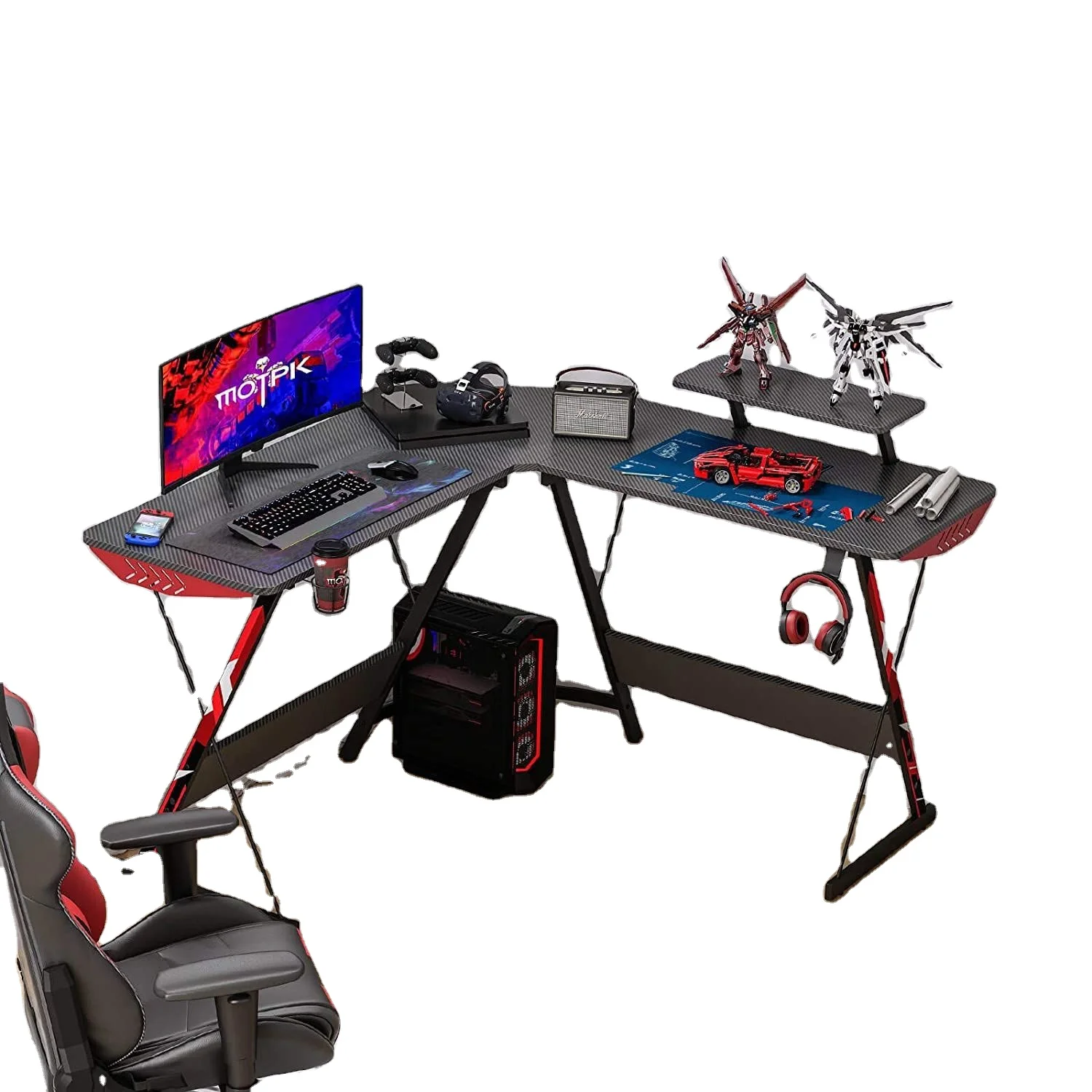2024 Youtai wholesale price modern wooden multifunctional L-shaped room computer games esports table