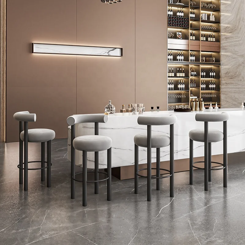 Wholesale outdoor designer fabric bar height barstools breakfast bar chairs velvet black metal island kitchen bar stool