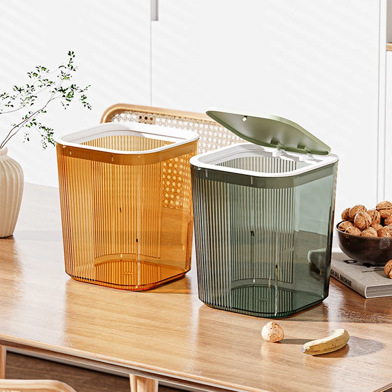3L colorful square small under sink kitchen bathroom garbage can trash can dustbin with lid plastic transparent trash bin