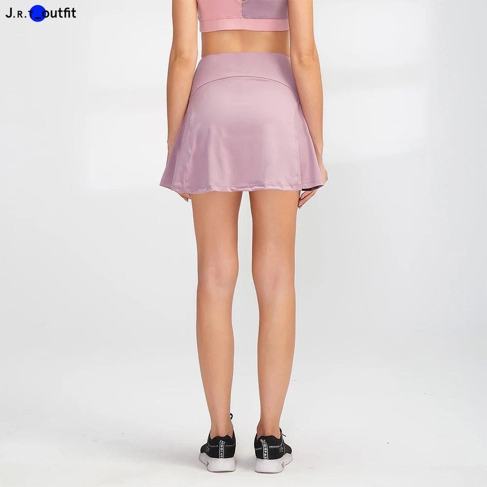JRT Wholesale Skin-friendly Resist-wrinkle High Waist Sexy Women Sportswear Tennis Skirt With Shorts