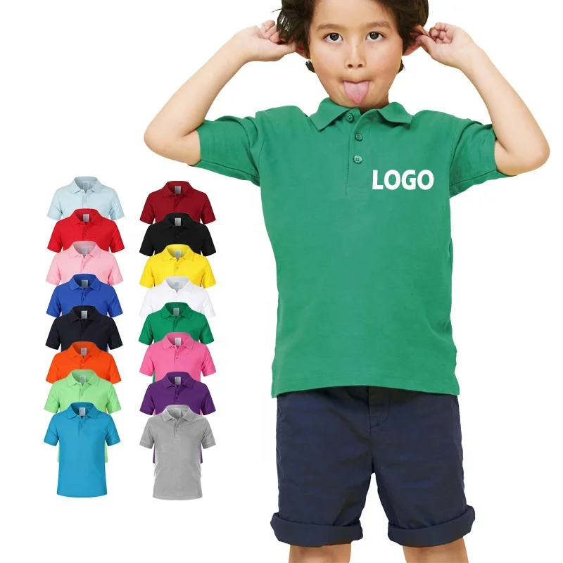 Summer 100% Cotton Pique Boy Girl Polo Shirt ChilrenCustom Embroidery Print Kids Uniforms School Polo Shirt