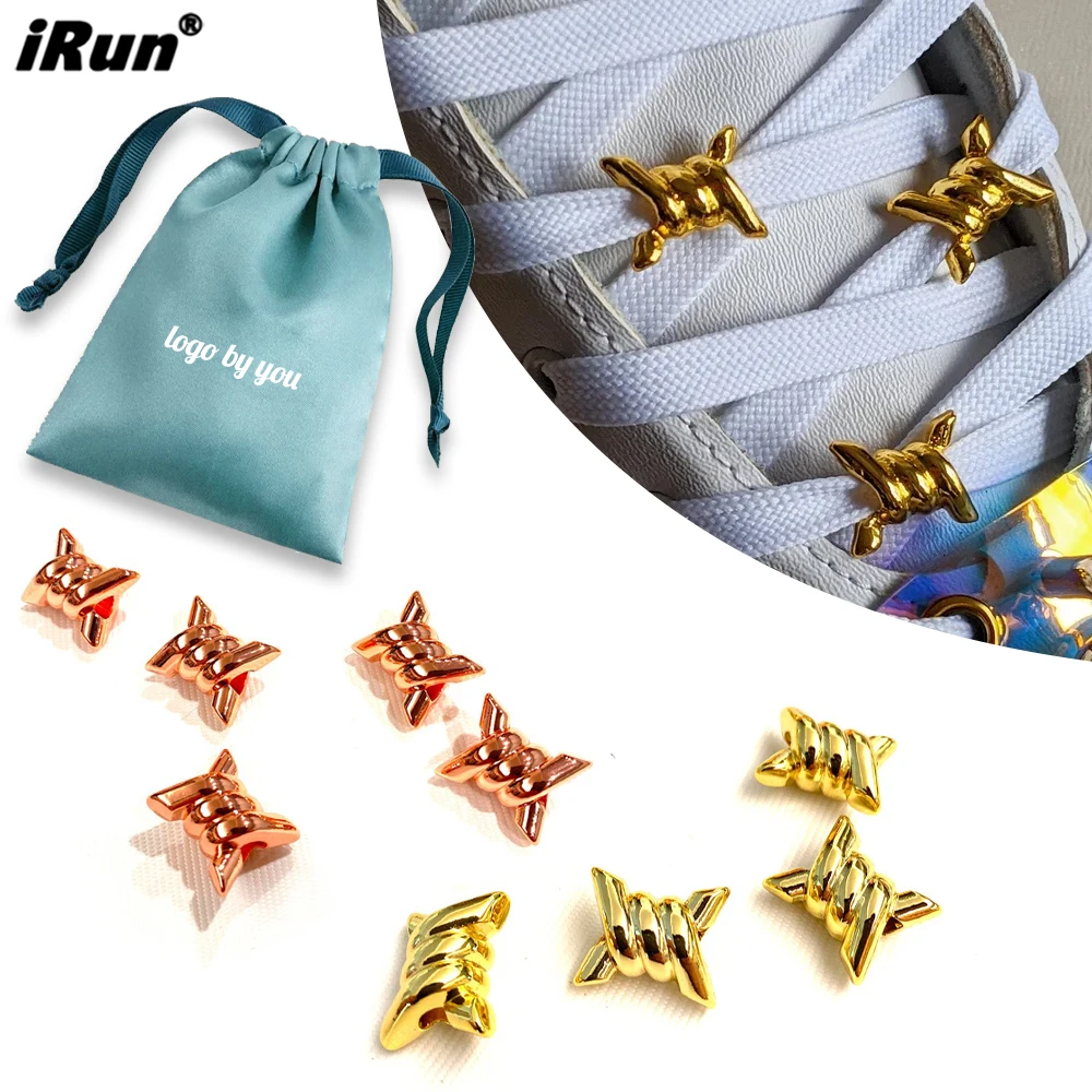 iRun Metal Barbwire Dubraes Gold Rose Gold Barbed Wire Charm Roller Skate Sneaker Lace Accessories
