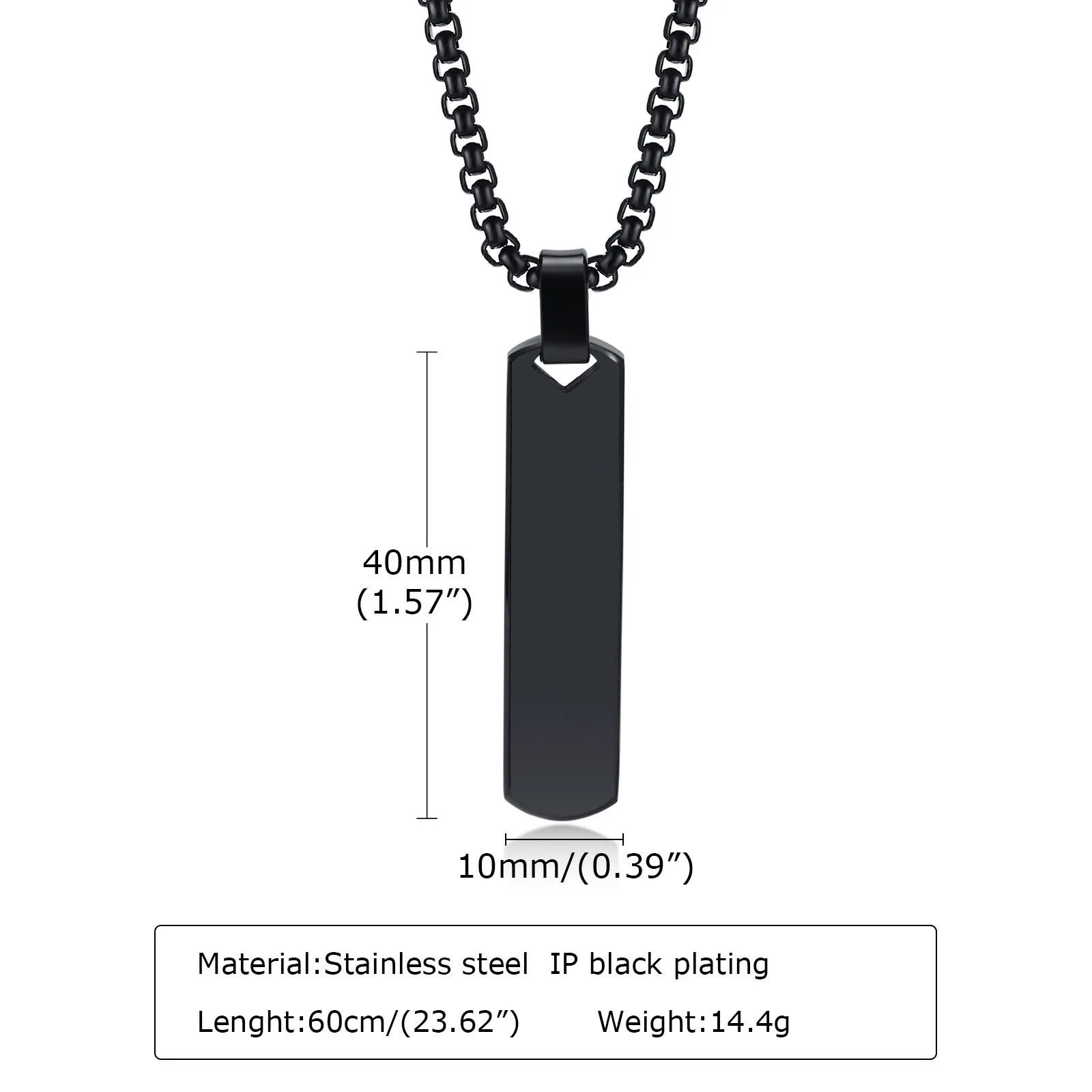 Initial Bar Necklace for Men, Thick Geometric Vertical Bar Pendant with A-Z Letters Casual Simple Collar Gift Jewelry