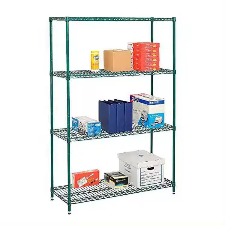 Four Level tier Epoxy Coated Super Erecta Metro 4-Shelf Heavy Duty Industrial Usage Metallic Wire Shelving Unit