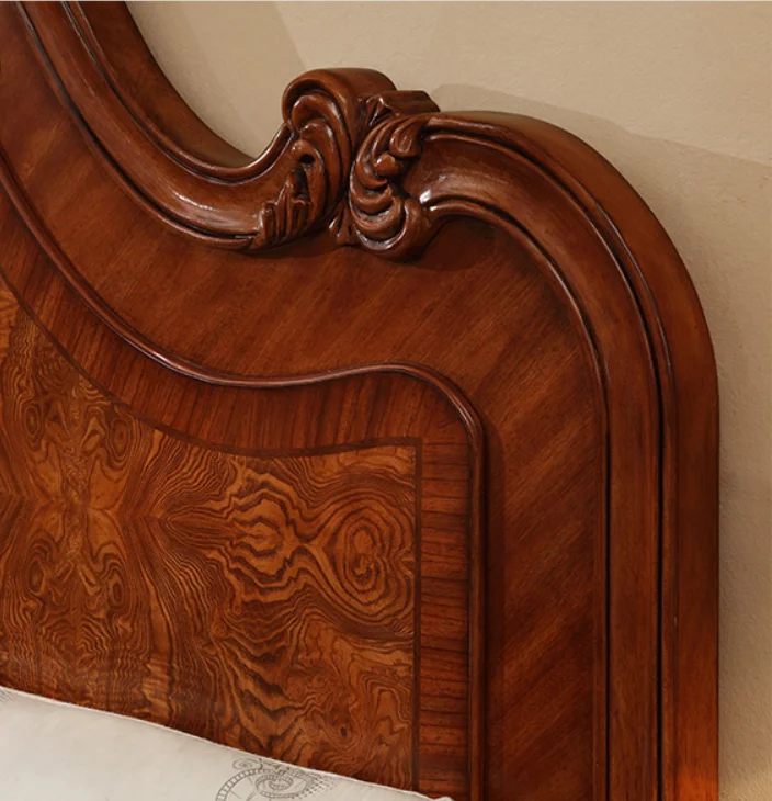 Classic Luxury Wooden Hotel Furniture Beautiful High End Design Bedroom Set King Size Bed American Style Bedroom Set GMB15