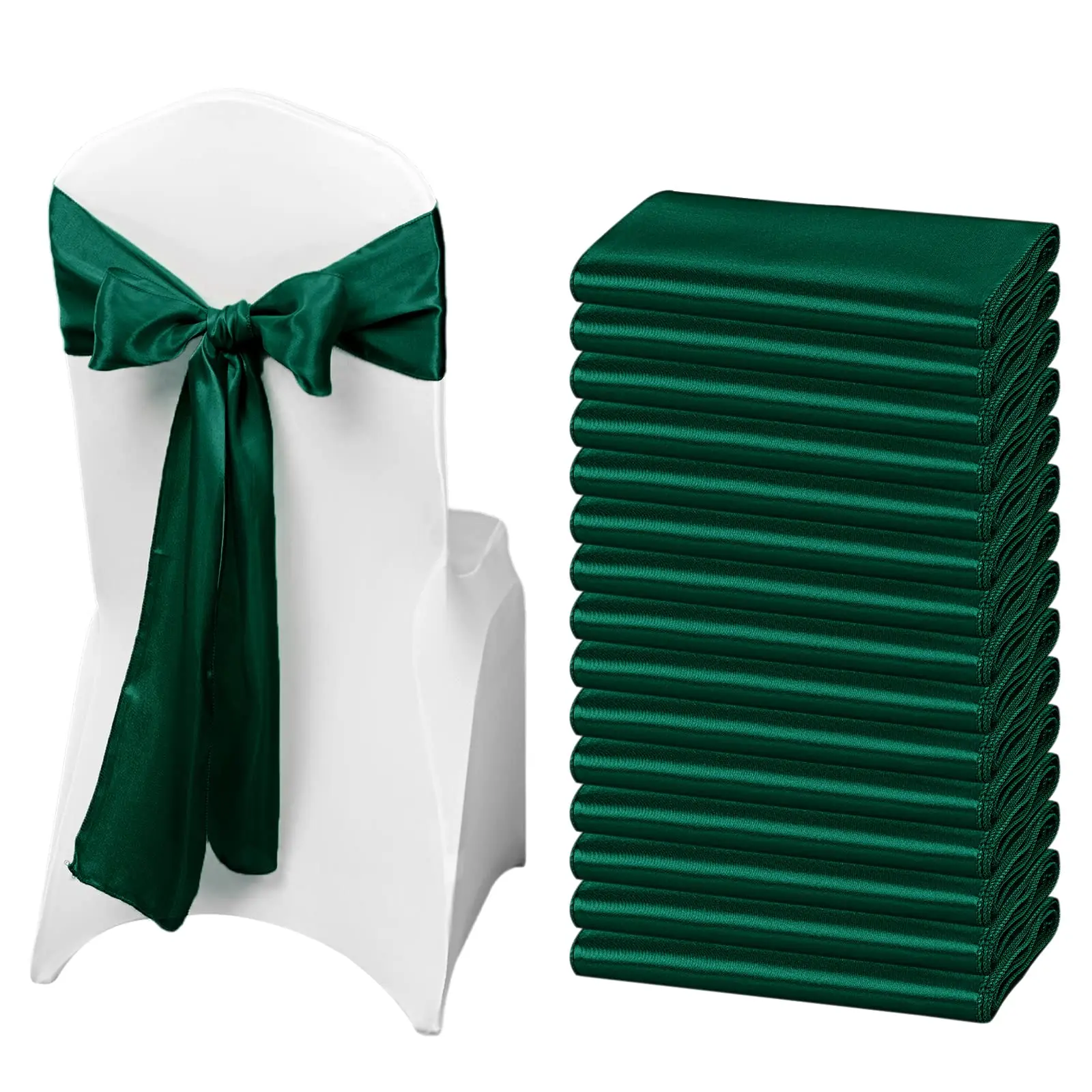 Forest Green Sage Chair Sashes Elastic Chair Bands with Buckle Slider Spandex Chair Bows for Party and Wedding
