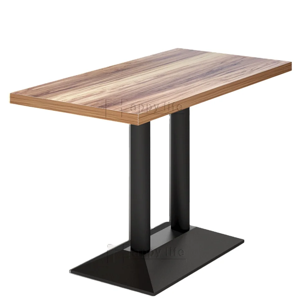 Antique industrial modern vintage square hotel fast food cafe cheap long bar counter wood round wooden hot pot restaurant table