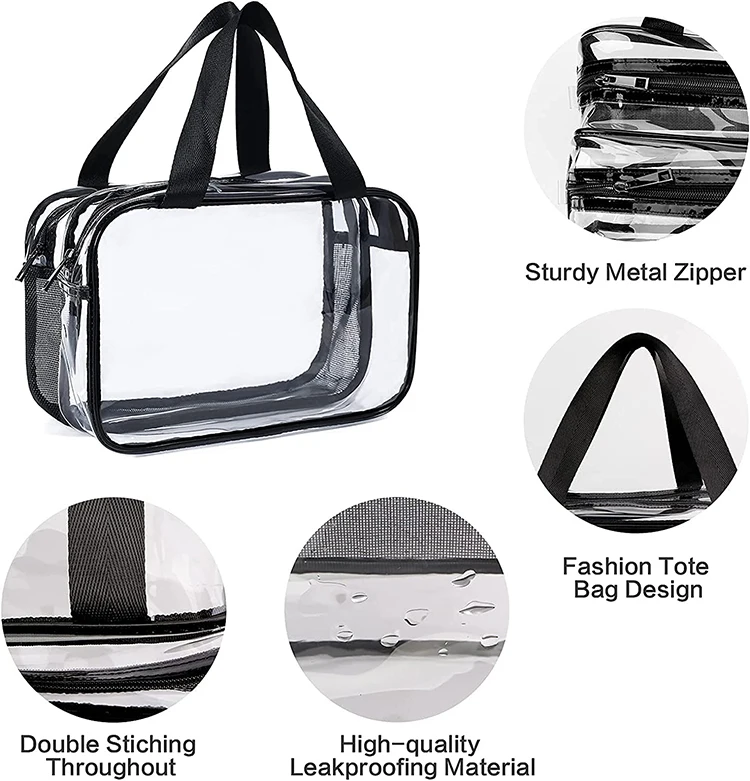 Clear Cosmetics Bag Toiletry Bag, Large Clear Travel Bag for Toiletries, Waterproof  Draining Transparent Makeup Bag Tote Bag