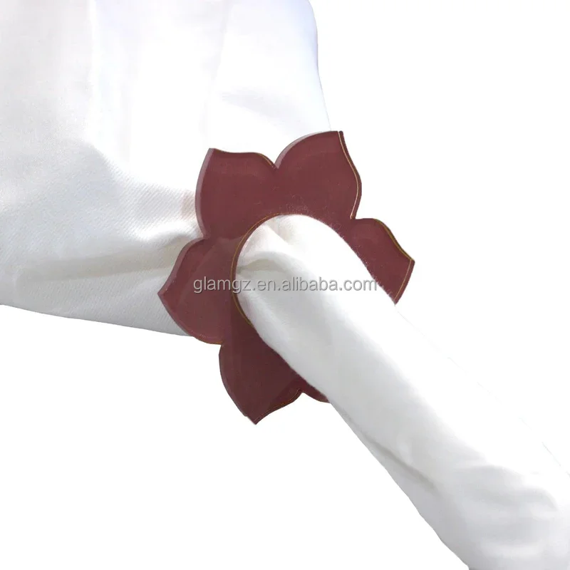 White Black Flower Printing Acrylic Lucite Napkin Ring