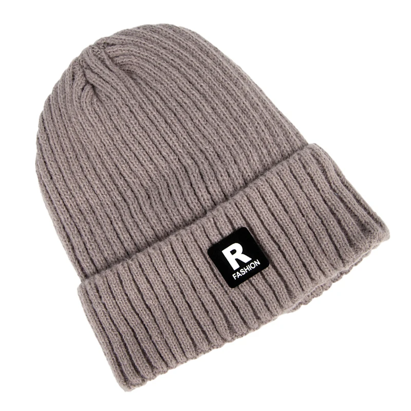 Hot Selling Winter Fleece lined Low Moq Rib Knitted  Oversized Warm Beanie For Men