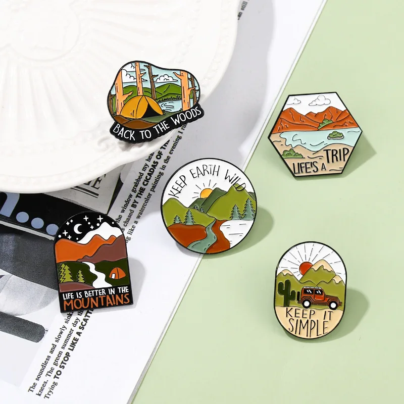 Stock World Famous Architectural Scenic,Spot Soft Enamel Lapel Pin Sunrise Tourism Scenery Alloy Brooch Fashion Lapel Pin/