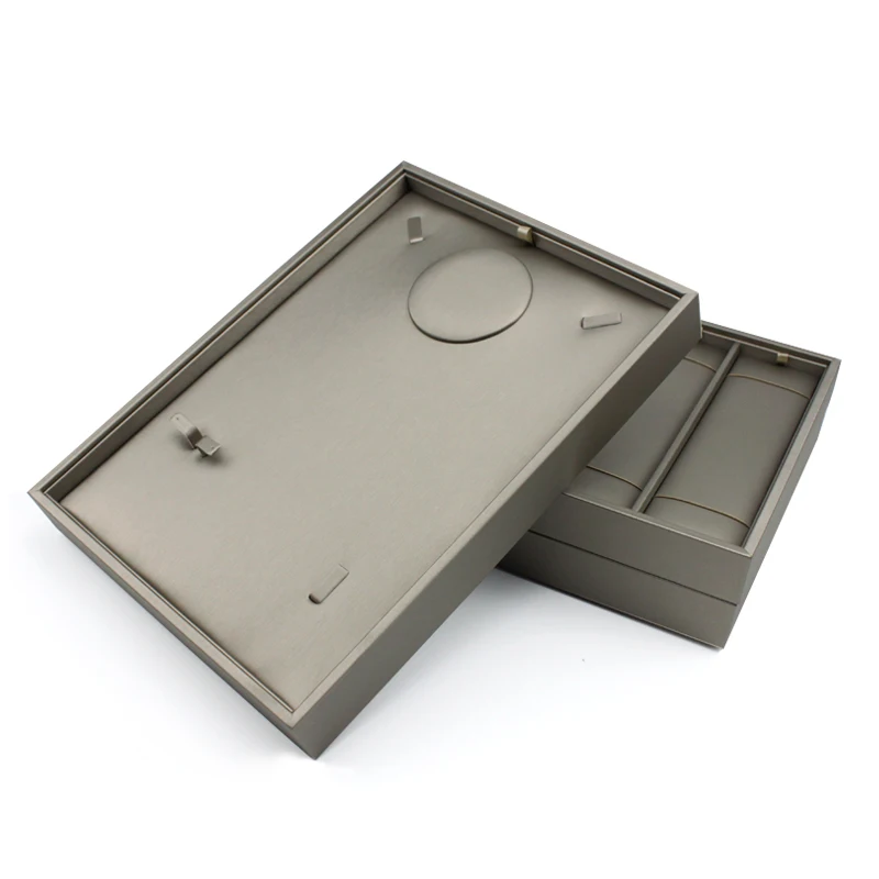 Wholesale  PU Leather Display Jewelry Luxury Jewelry Tray Display for Ring Necklace Earring Custom Jewelry Display Tray