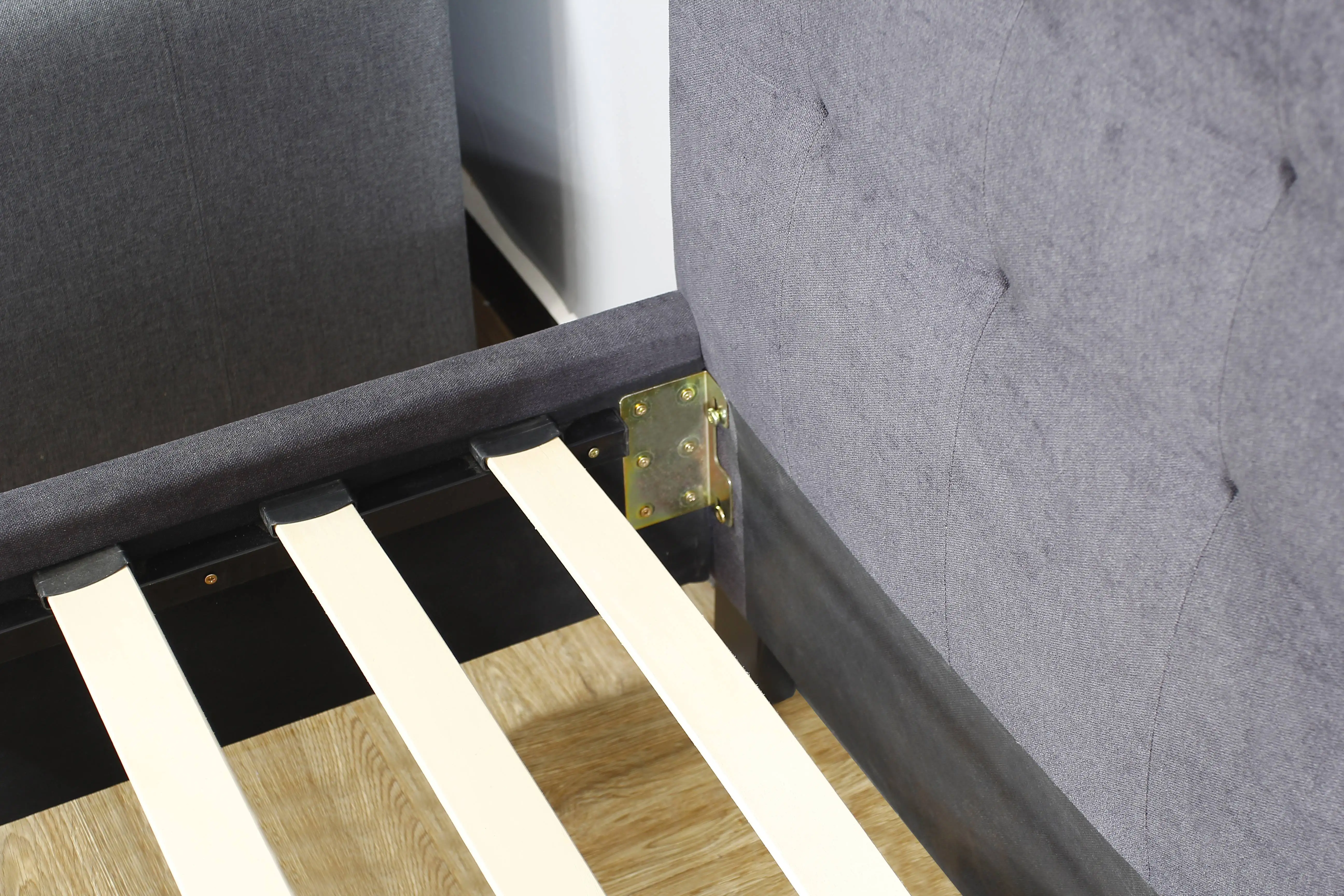 Bedroom furniture wholesale modern style luxury grey linen fabric queen king size double bed frame