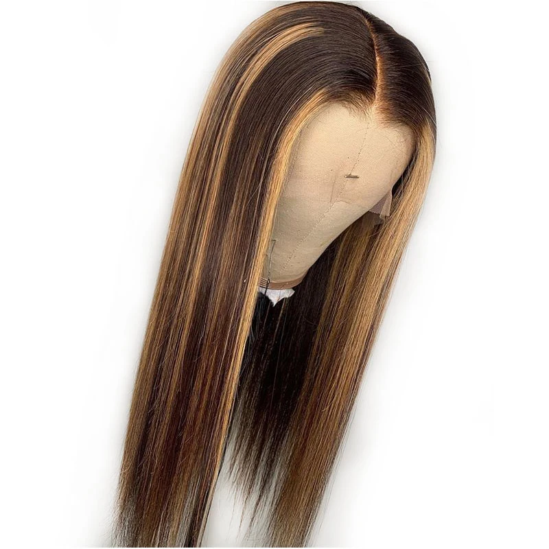 
iFINER Highlight Brazilian Remy Hair Bleached Knots 13x6 Lace Front Human Hair Wigs With Baby Hair 8-28 Inches 