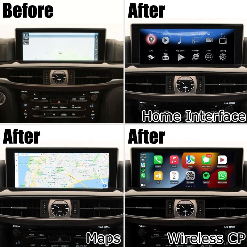 Android CP AA interface box for Lexus LX570 LX450d with navigation 2014- video interface Lsailt with wireless auto