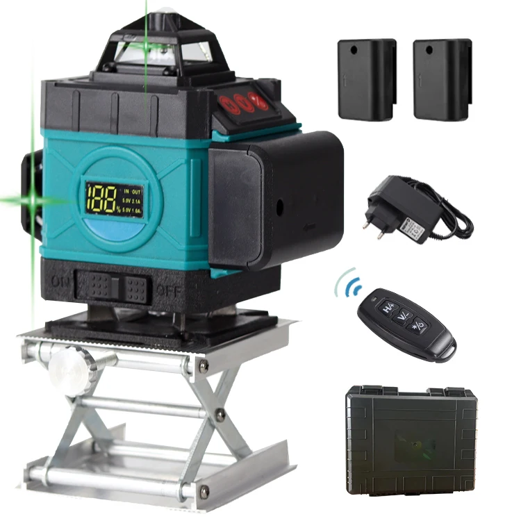Laser Level 16 Lines Green Line Rotary 4D Self-Leveling 360 Horizontal And Vertical Super Powerful lazer level