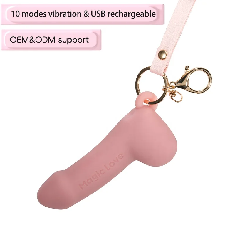 Mini Portable Small Keychain silicone dildo vibrator, full silicone covred pocket penis vibrator for Women
