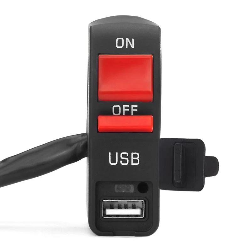 RTS Motorcycle usb charger waterproof 12V Headlight Switch with USB Outlet 2A turn signal switch 22mm handlebar for ATV Boat