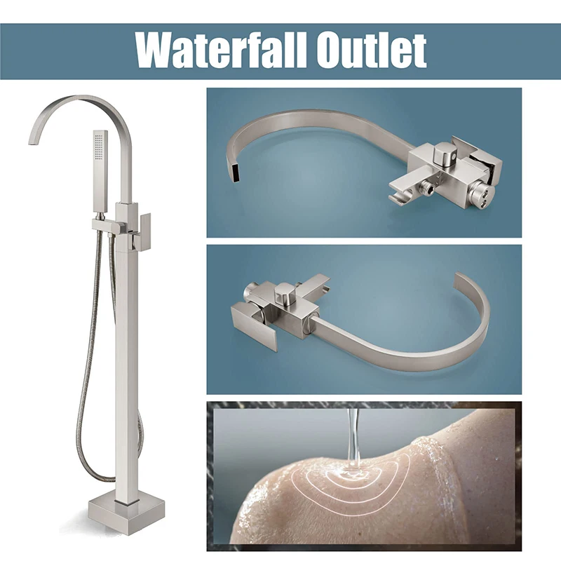 Factory Cheap Price Floor Standing Free Brass Bathtub Faucet Set Bathroom Tub Faucet
