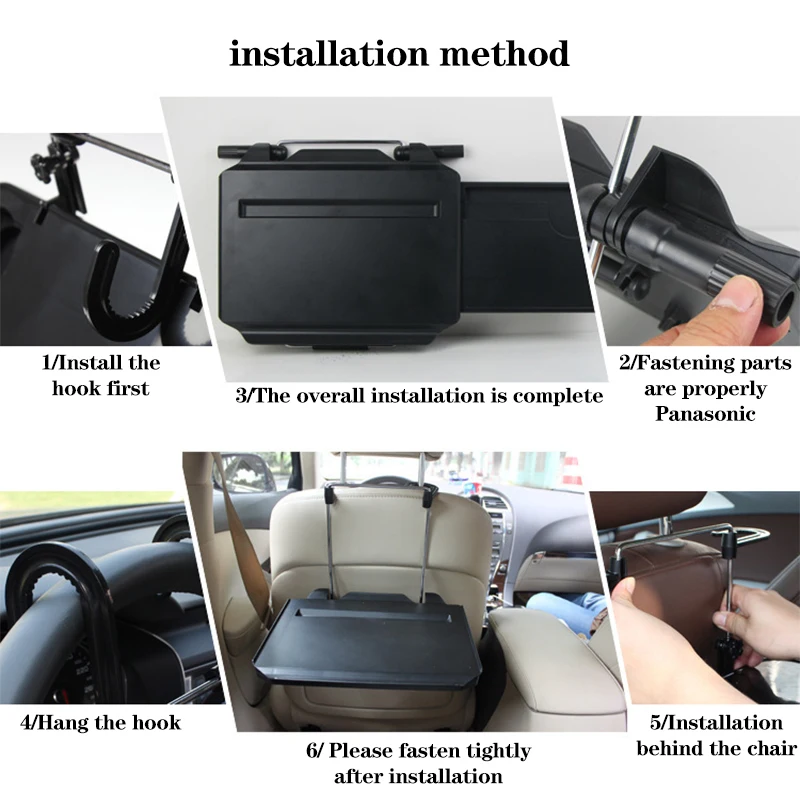 Car Steering Wheel Seat Back Laptop Tray Food Drink Table Holder Stand Foldable New Car Computer Rack with Drawer Shelf