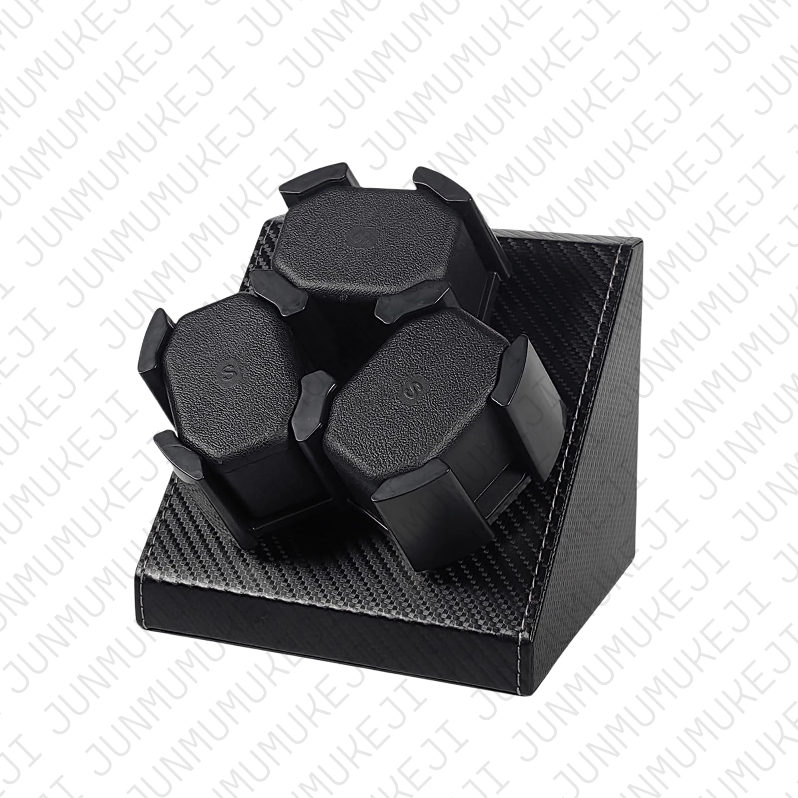 JUNMUMUKEJI Watch Winder for Automatic Watches Box 3 Watches PU Leather Rotating Automatic Winding Universal USB Power 5V1A