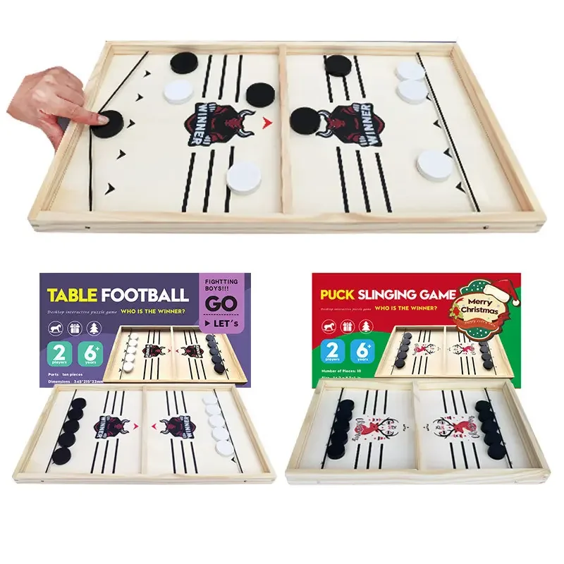 Fast Sling Puck Game Family Tabletop Slingshot Sport Winner Board Game Table Desktop Battle Ice Hockey Game Wood