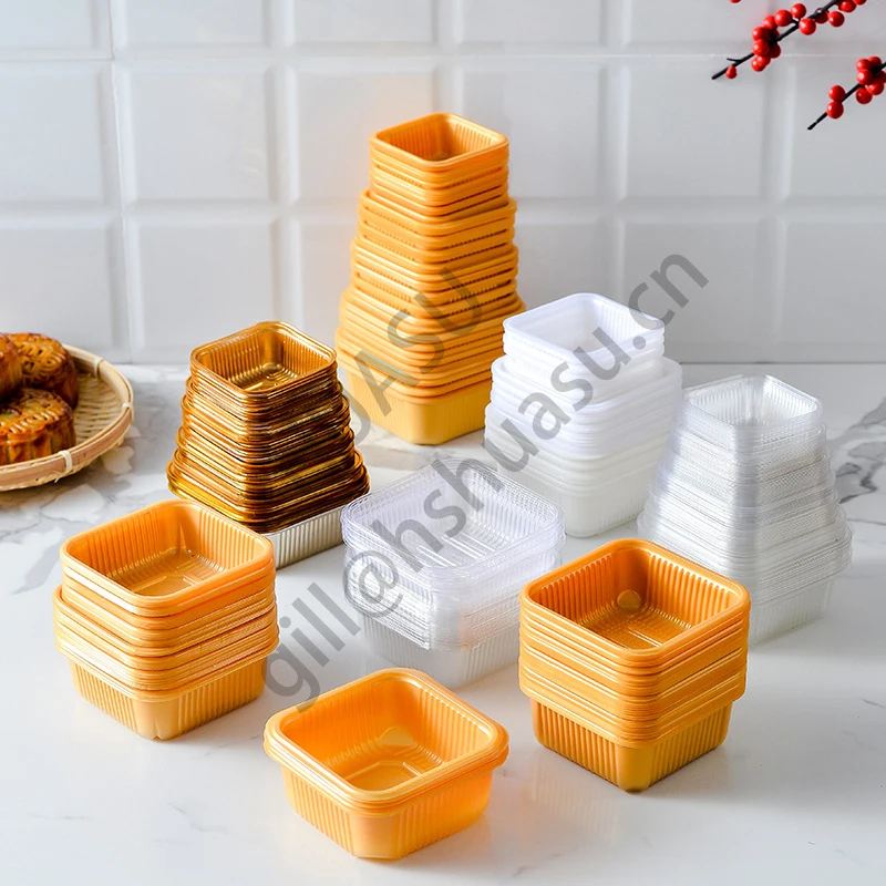 Plastic Mooncake Pastry Dessert Tray or Box Packaging 100g Food PET Customize Transparent Cake Box PP Plastic Cake Container