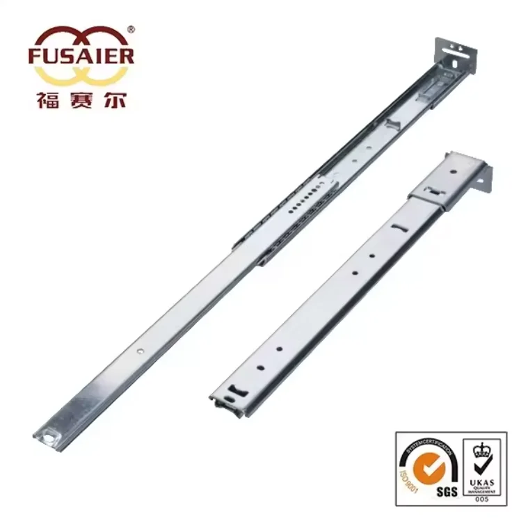 Fusaier  Supply Strong 35mm Pull Type Two-Folds Drawer 45mm Width Central Slide Telescopic Slide  Rail Ball Bearing Linear Slide