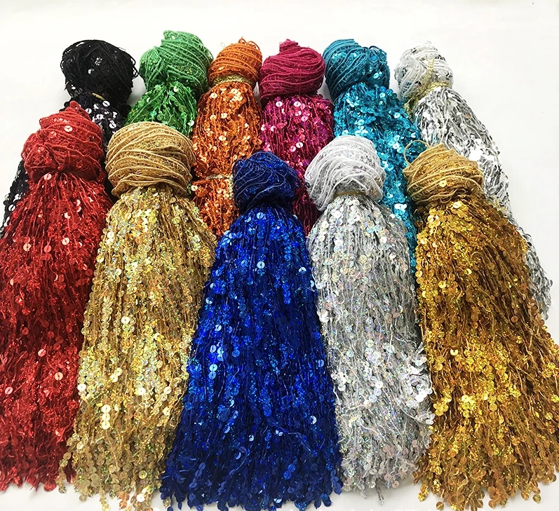 High Quality 12Inch 30CM More Colors Glitter Paillette Sequin Tassel Fringe Trim For Dress