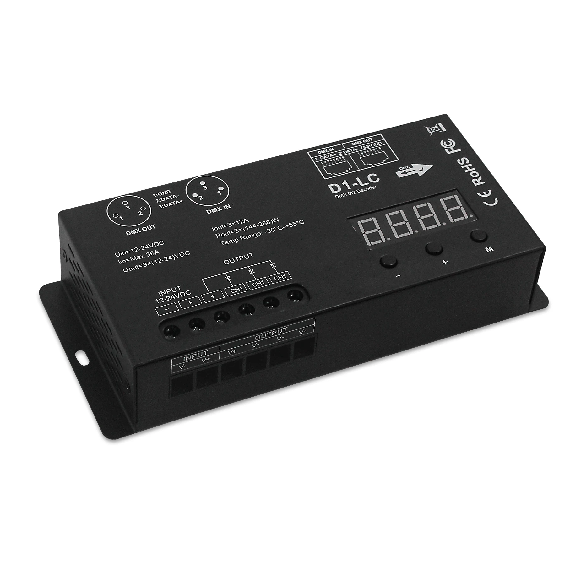 The New Listing high power 3 channels dimming decoder for digital display constant voltage DMX512 decoder